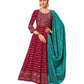 Maroon - Cotton Block Printed Long Dress with Dupatta - Available in Sizes 14(40") & 20 (46") - BH1005 KK 0924