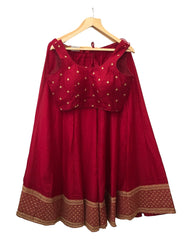 Red - Silky Lehenga Set - Weddings ,Bridesmaids, Sangeet,  Henna, Haldi - 24h Dispatch - AF2414 TT 0624
