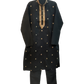Black - Soft Cotton Silky Mens Kurta Set with Neck Thread Embroidery- Sangeet Mehendi Haldi - KCS1025 06VY26