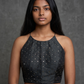 36" / UK 10 - Black - Mirror Work Strap Saree Blouse with cups - UK Stock - Quick Delivery - RNK - R778 -KY