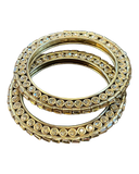 Rectangular Stone Kada - Antique Gold Finish Bangles (Set of 2) - UK stock - SM, M, L, XL NB7358 06T26
