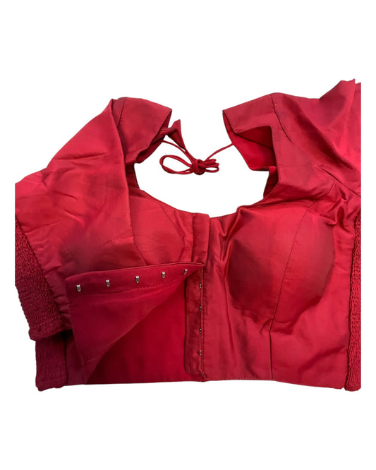 Light Maroon - HYBRID Silky Saree blouse - With Elastic on both side for Great fit - Size 36",38", 40" S M L  - VAM1216 Ap