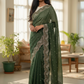 Sage Green - Rich Saree with Stone Work Border and Blouse Piece - UK stock - 24hr Dispatch - RS2532 TC