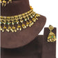 Yellow - Medium Size Antique Gold Finish Necklace Set with Earrings - HB1000  KY 0424