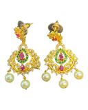 Multi Coloured - Medium - Gold Finish Traditional Earrings - Bollywood - Weddings - AE2605 T