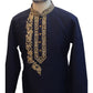 Navy Blue - Rich Silky Mens Indian Kurta set with Hand Embroidery - Weddings / Walimas , Sangeet, Mehndi / Henna , Eid / Diwali - BS2507 01JV25