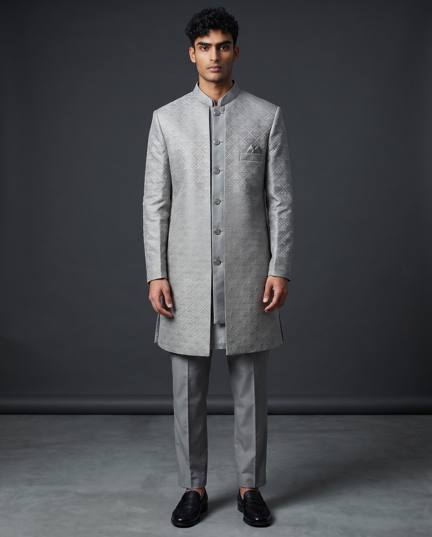 Silver Grey - Mens Double Layered Sherwani / Indo-Western - Fantastic Value - KCS6625 06TT26