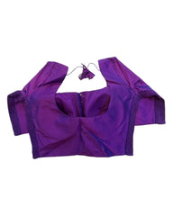 Brinjal / Purple - HYBRID Silky Saree blouse - With Elastic on both side for Great fit - Size 36