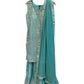 Sky Blue - Ladies Medium Length Top Palazzo Trousers Suit - Size 14 (40") - KTC241019 JJ