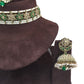 Green - Large Size Antique Gold Finish Necklace Set with Earrings - RAK95  KV 0424