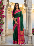 Bottle Green - Handloom Saree with Blouse Piece - UK stock - 24hr Dispatch - KM-Kashi 11KY26