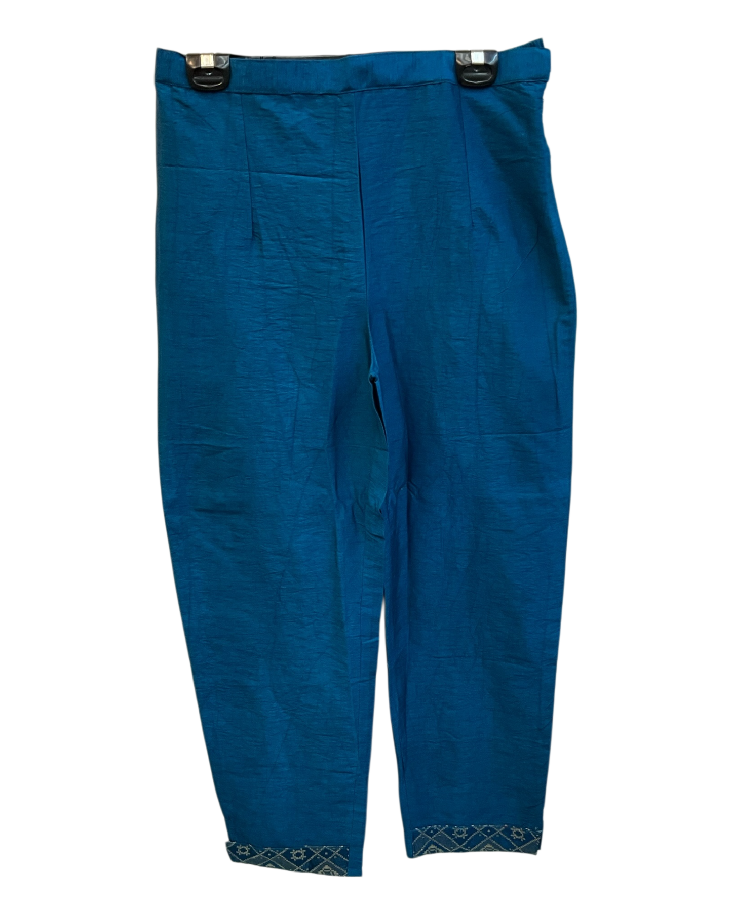UK 14 / 40" - Petrol Blue - Silky Brocade Ladies Trousers Suit - Sangeet / Henna / Temple - KTC241063 VA