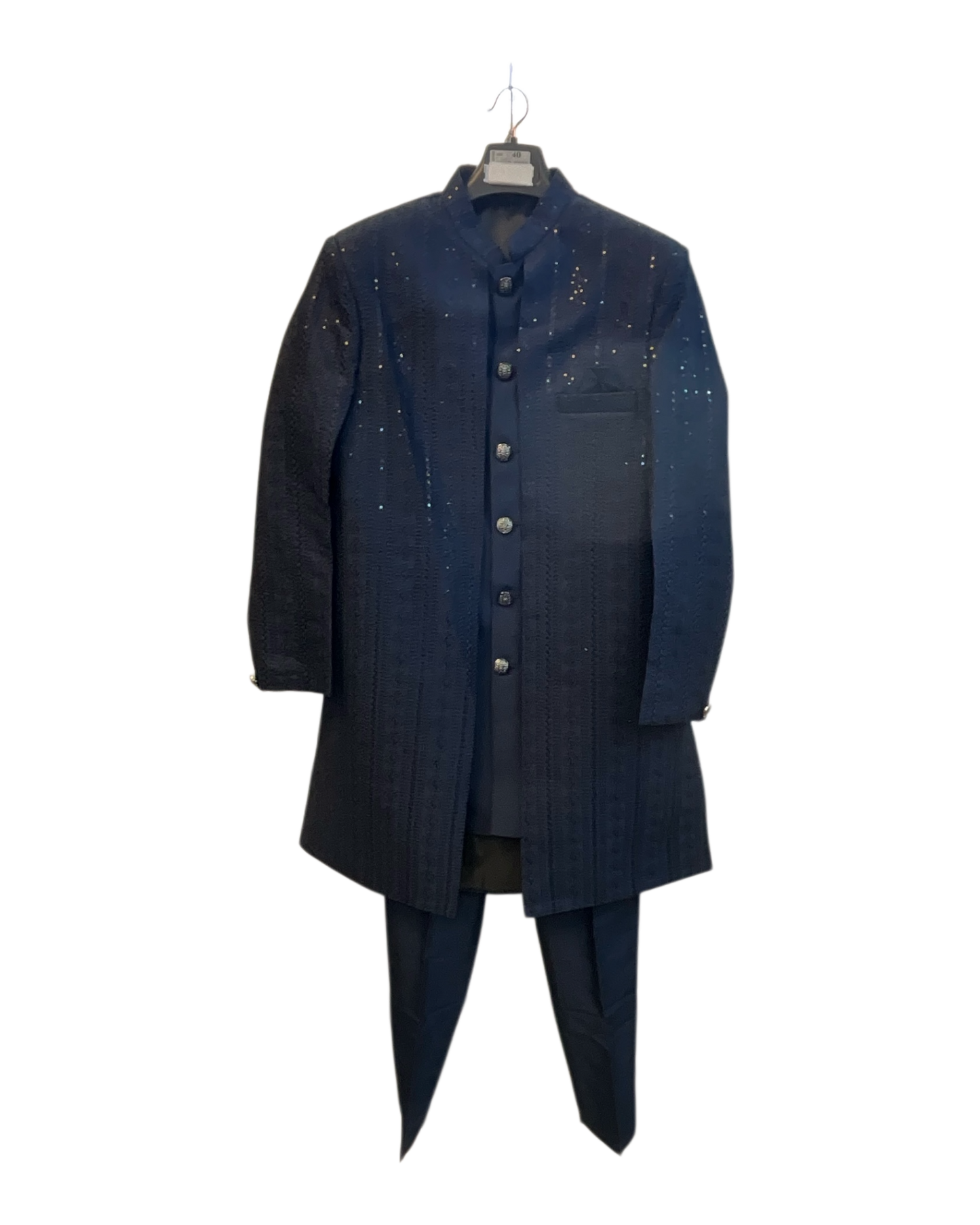 Navy Blue - Mens Knee Length  Jacket with Long Waistcoat - Sherwani / Indo-Western - Fantastic Fit - KCS6625 03TT26