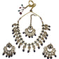 Navy Blue - Large Size Antique Gold Finish Necklace Set with Earrings - AV7787  11KK24