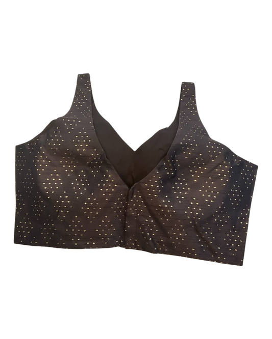 38" / UK 12 - Coffee Brown - Rich Brocade Saree blouse with cups,  Sleeveless - UK Stock - Quick Delivery - RNK - R650V KY