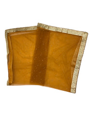 Large Soft Net Dupatta with Gold Beaded Border - Mix N Match -  HSK2307 RP 1023
