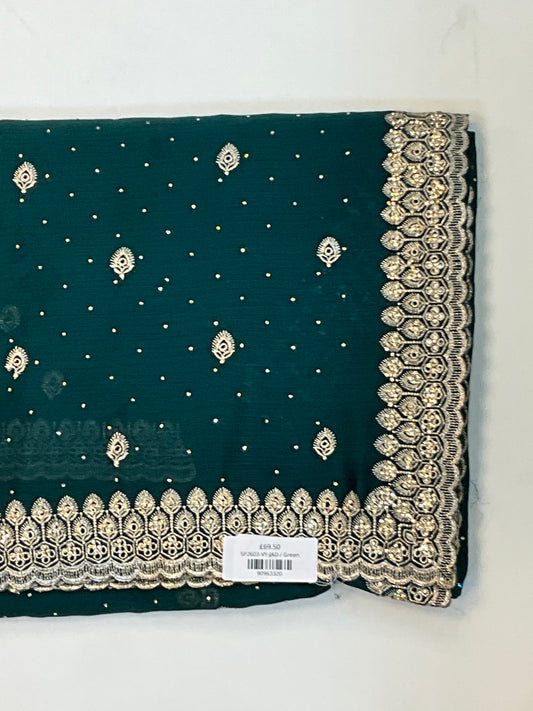 Jade Green - Fancy Party Saree with Blouse Piece - UK stock - 24hr Dispatch - SP2603 VY