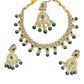 Green - Large Size Antique Gold Finish Necklace Set with Earrings & Tika (Head Piece) - UK Stock - JIG86 08C25