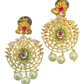 Multi Coloured - Large - Gold Finish Traditional Earrings - Bollywood - Weddings - AE2604 J