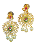 Multi Coloured - Large - Gold Finish Traditional Earrings - Bollywood - Weddings - AE2604 J