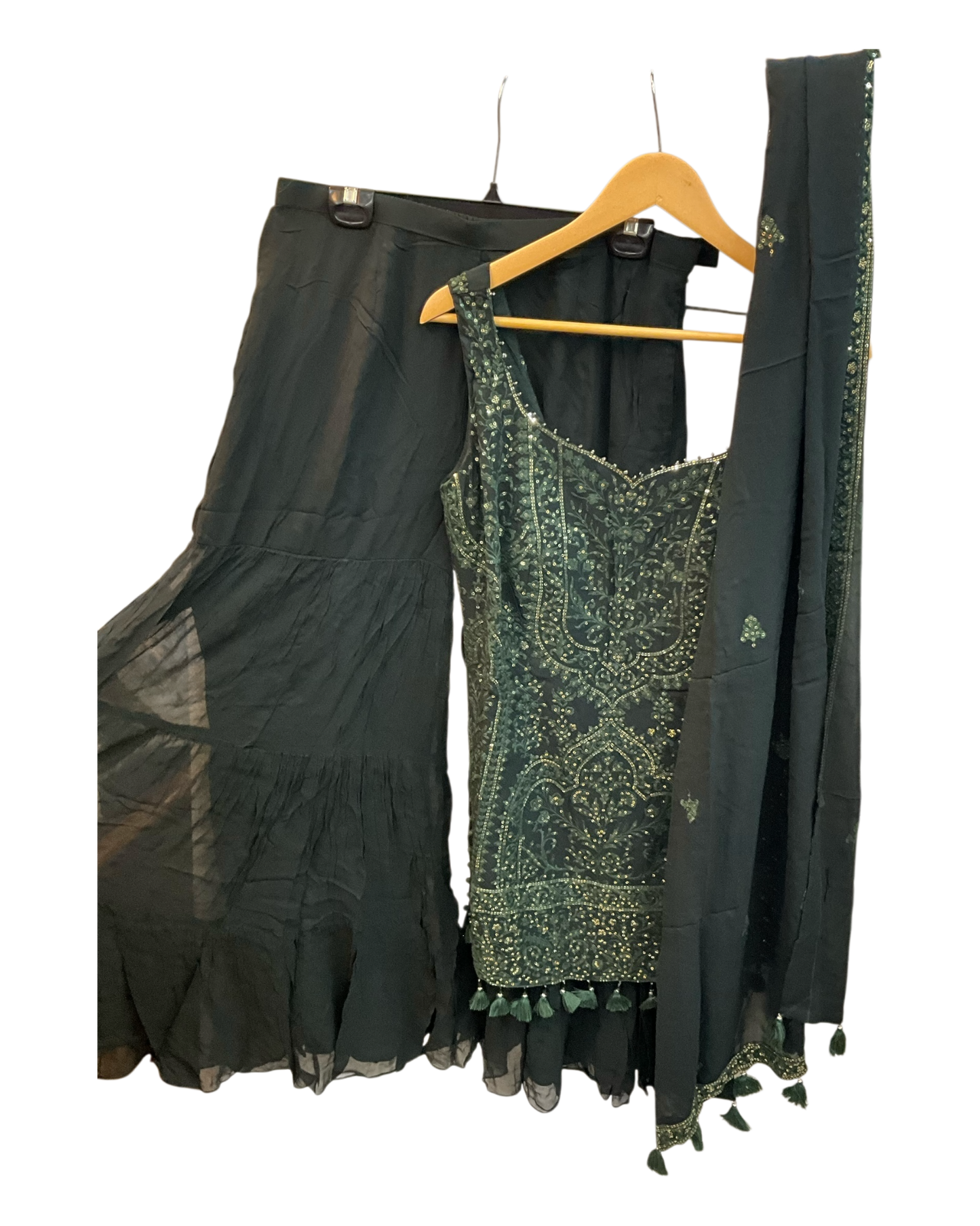 UK 16 / 42" - Black - Designer Ladies Indian Medium Top Palazzo Trousers Suit - UK Stock - 2/3 days delivery - VMK CHARMI RT