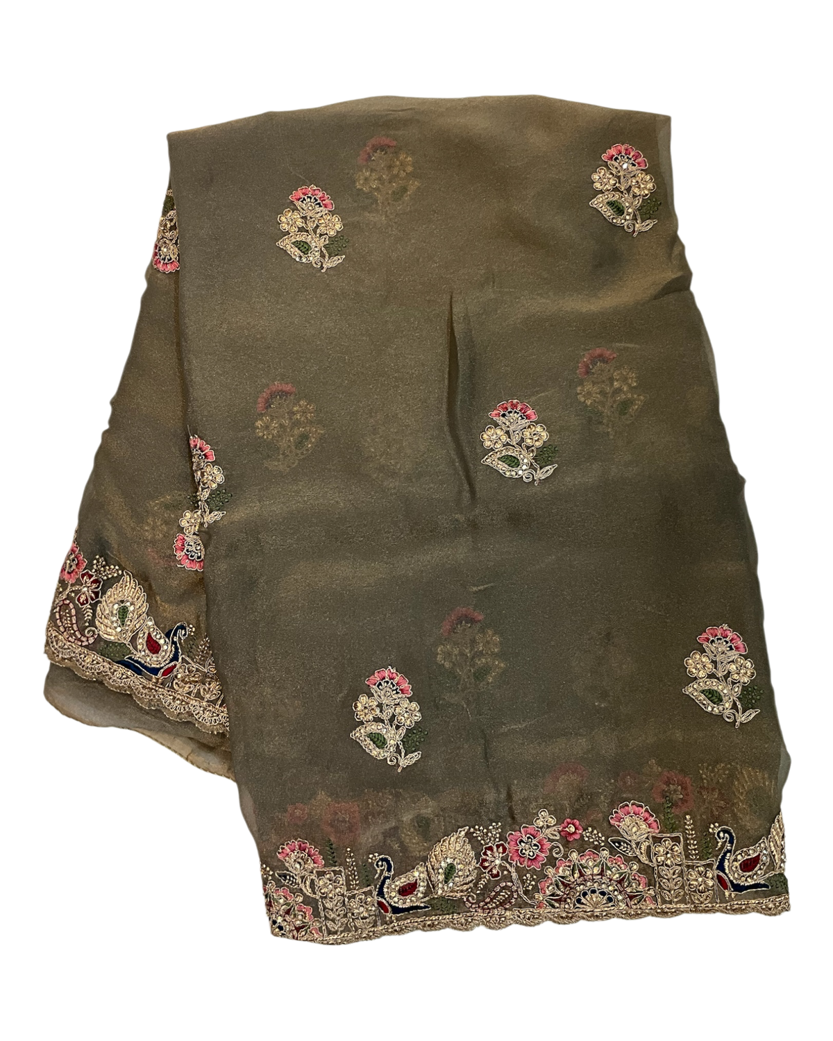 Champagne / Beige - Fancy Party Saree with Blouse Piece - UK stock - 24hr Dispatch - LTF905 07VV26
