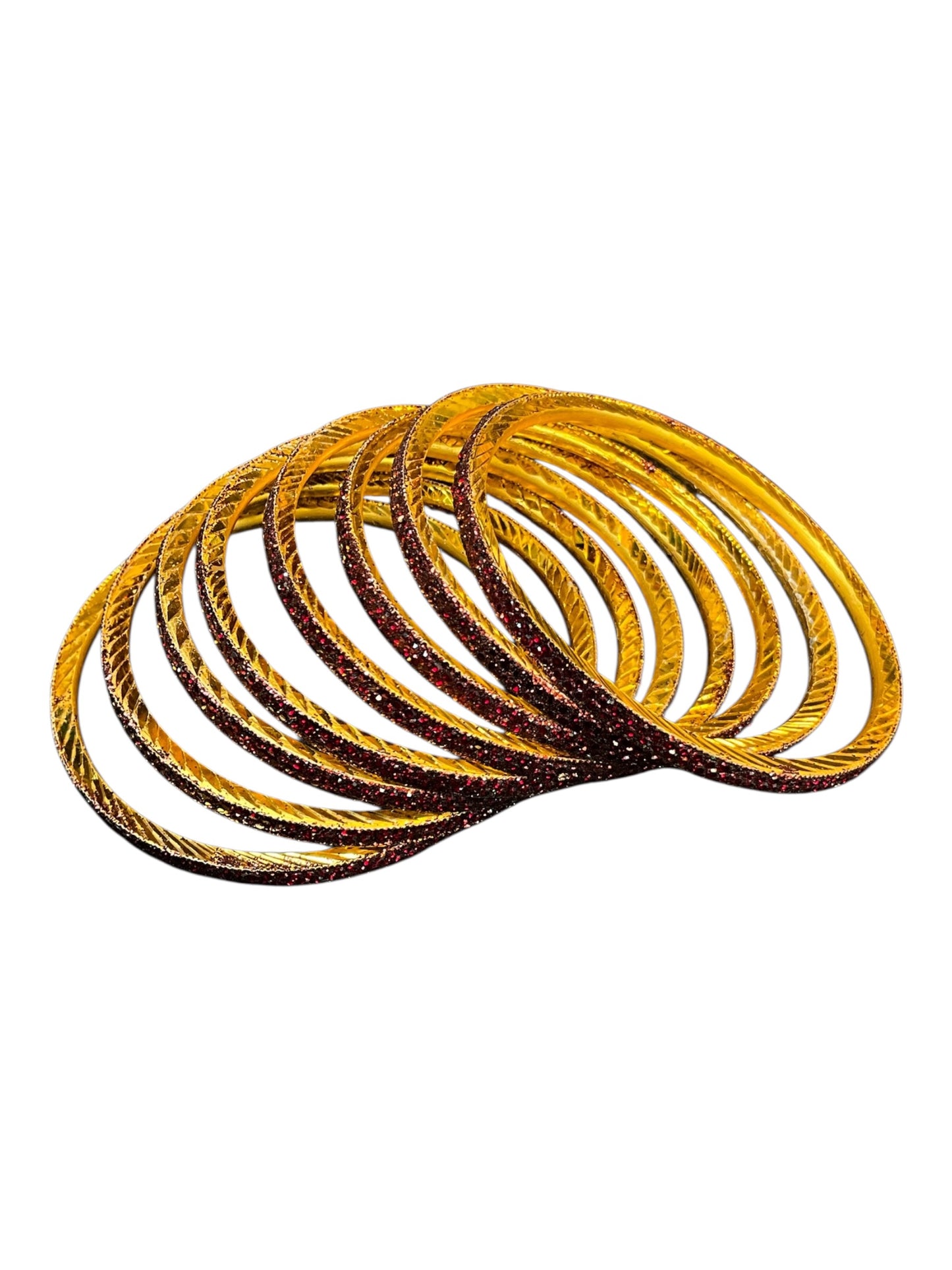 Maroon - Set of 8 Stone Bangles -  M to XXL - HAN2601 07Ka26