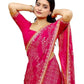 Magenta / Fuchsia - Bandhani Printed - Chiffon Saree with Blouse Piece - KAS-Chuneri 302 10KV25