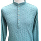 Sea Green - Lucknowi Sequins Mens Indian Kurta set - Weddings / Walimas , Sangeet, Eid, Mehndi / Henna - YD2403 KT 0324
