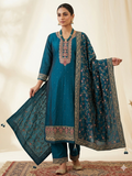 UK 12 / 38" - Teal Blue - Crepe Ladies Trousers Suit - Sangeet / Henna / Temple - OC569 TP