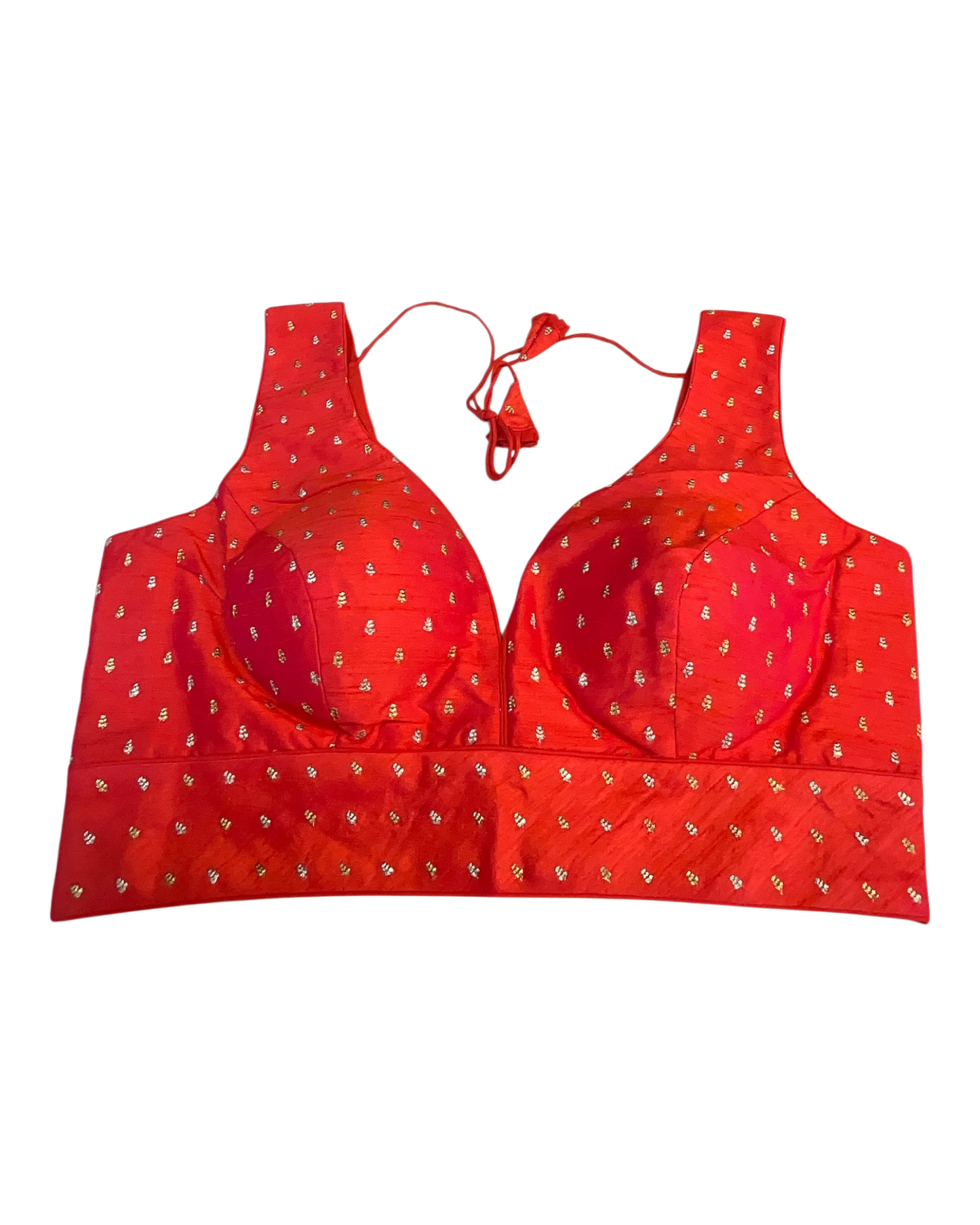 40" / UK 14 - Coral Pink - Silky Designer Saree blouse with cups,  Sleeveless - UK Stock - Quick Delivery - RNK - R717 KV