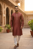 Dusty Pink - Banarasi Handloom Mens Indian Kurta set - UK Stock - Weddings / Walimas , Sangeet, Diwali, Eid, Mehndi / Henna - VEE2464 VR