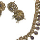 Purple - Medium Size Antique Gold Finish Necklace Set with Earrings - SV2403  H 0424