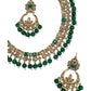 Green - Antique Gold Finish Necklace & Earrings Set - Bollywood - Weddings - KAJ1039 11KK24