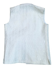 Cream - Rich Lucknowi Sequins Mens Waistcoat - Bollywood - YD2319 KR 0623