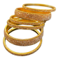 Rose Gold Finish - Set of 6 Stone Bangles -  M to XXL - 5Line 07Kp26