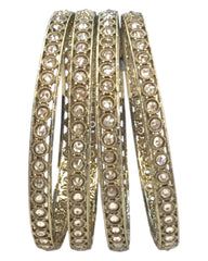 Antique Gold Finish Gold Reverse Stone Bangles (Set of 4) - Mix N Match - SR210Pp