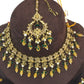 Yellow - Large Size Antique Gold Finish Necklace Set with Earrings - HB999  KT 0424