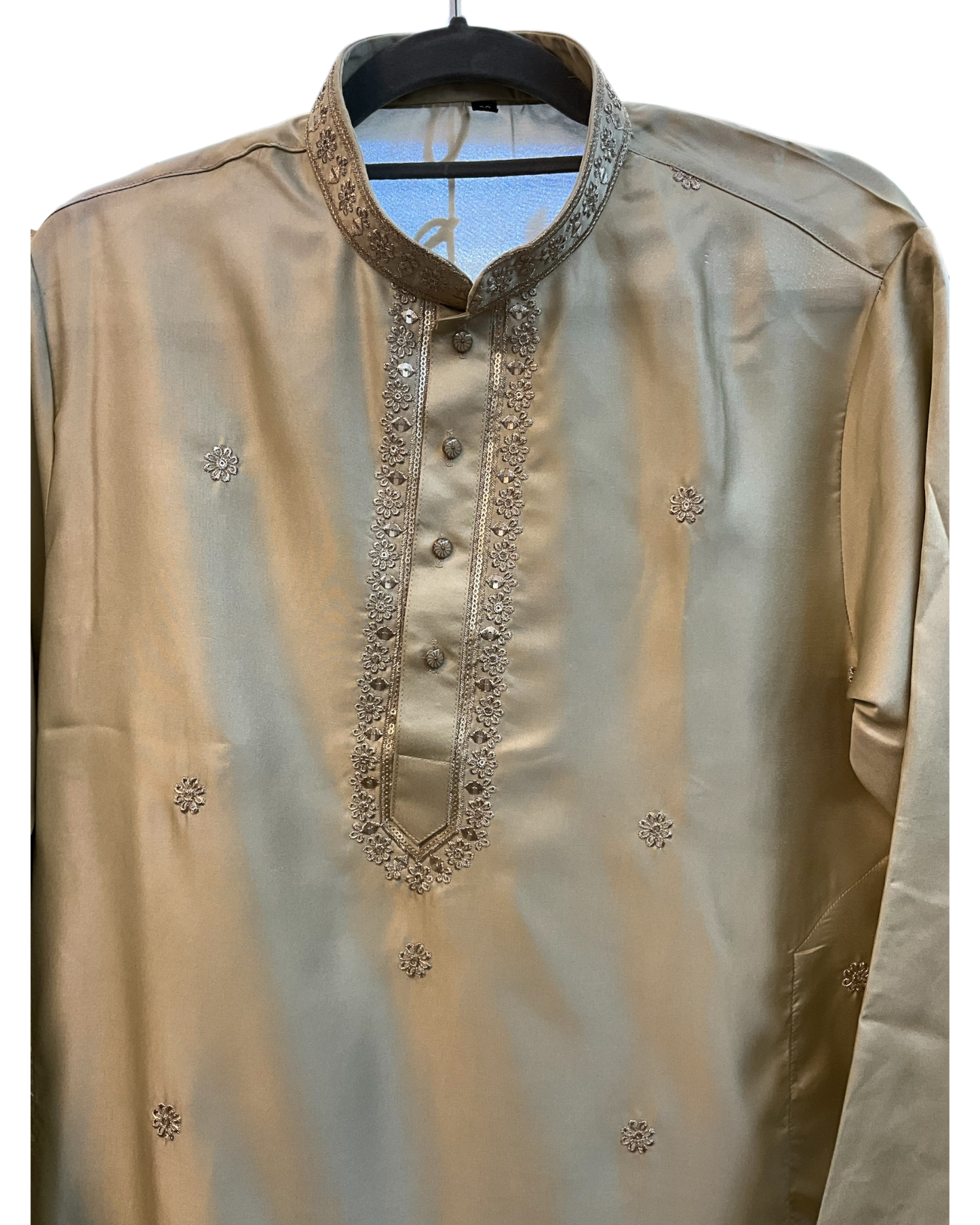Pastel Pista Green - Soft Cotton Mens Kurta Set with Neck Thread Embroidery- Sangeet Mehendi Haldi - KCS1019 06KC26