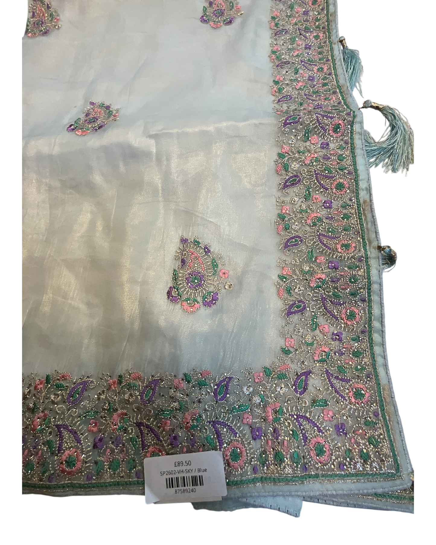 Pastel Sky Blue - Fancy Party Saree with Blouse Piece - UK stock - 24hr Dispatch - SP2602 VH