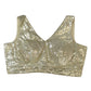 Light Gold - Full Sequins Designer Saree blouse with cups,  Sleeveless - 38" - UK Stock - Quick Delivery - RNK - N645-KV