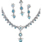 Light Blue - Small Size Silver Finish Necklace Set with Earrings & Head Piece /Tika- SLV78  11Ap24