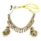 Black - Medium Size Antique Gold Finish Necklace Set with Earrings - SJ06 08H25