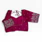 Size 40" / UK 14 - Fuchsia Pink - Zari Embroidered Silk Blouse with Elbow-Length Sleeves - UK Stock - With Margin inside - VAM1296 - KY