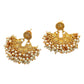 Pearl / Gold - Medium Size Gold Finish Necklace Set with Earrings - Bollywood - AE2515 08C25