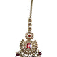 Maroon - Large - Antique Gold Finish Traditional Tika Head piece - Bollywood - Weddings - PRI1773  11V24