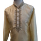 Light Gold - Rich Silky Mens Indian Kurta set with Hand Embroidery - Weddings / Walimas , Sangeet, Mehndi / Henna , Eid / Diwali - BS2506 01TC25