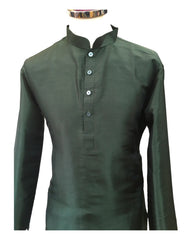 Bottle Green - Mens Plain Silky Kurta Set with matching smart trousers - Great with Waistcoats YD2320 KJ 0623