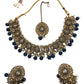 Navy - Large - Antique Gold Finish Necklace Set with Earrings - RAK203 KK 0724