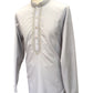 Light Grey - Cotton  Mens Kurta Set with Thread Embroidery- Sangeet Mehendi Haldi - KCS1038 KV 1123
